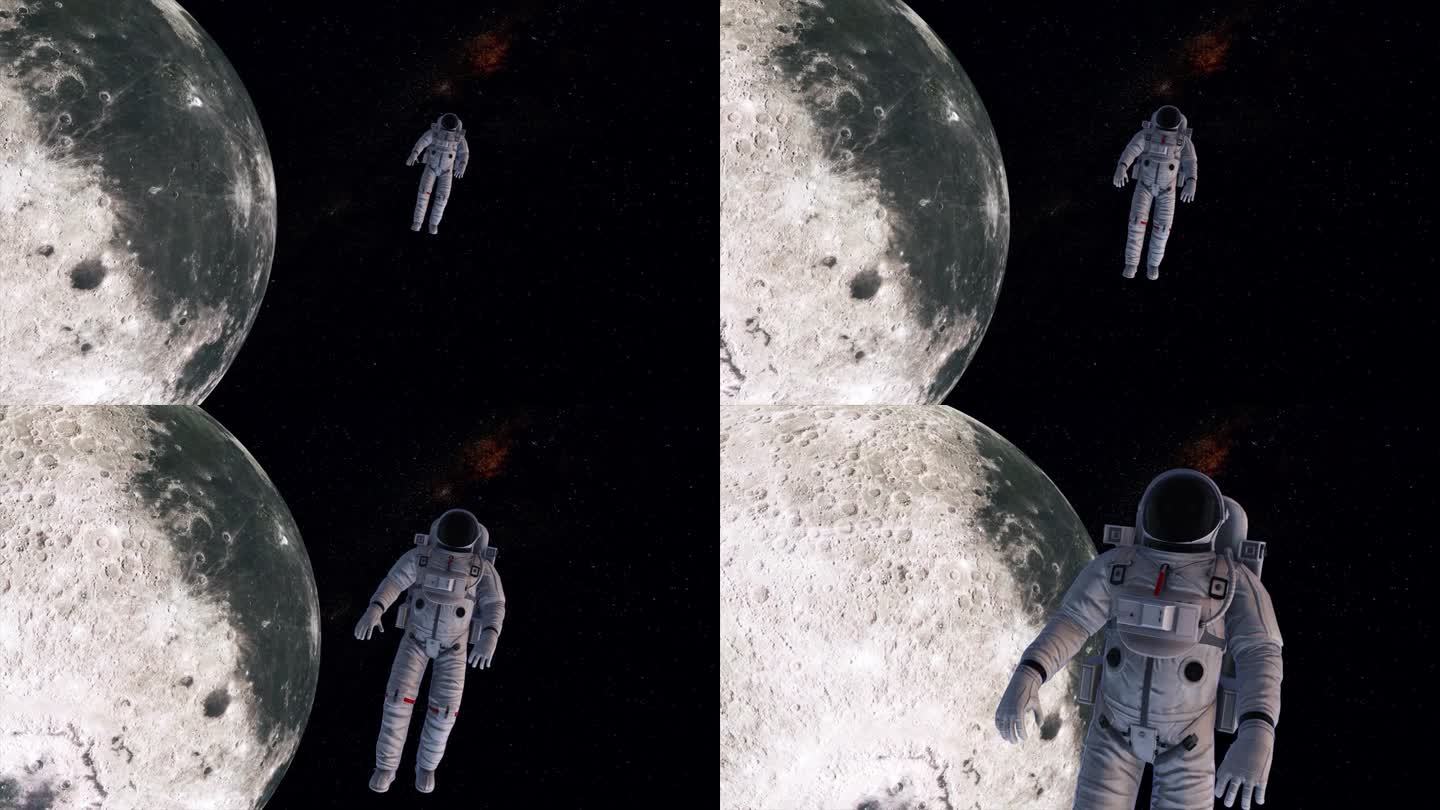 月球上勇敢的宇航员。美丽的地球