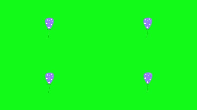 简单的平面气球图标的循环动画。气球符号标志孤立的绿色屏幕背景为生日或庆祝活动。