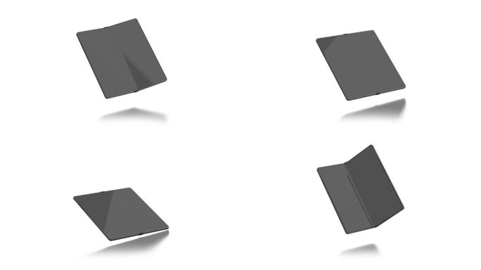 黑色折叠和展开的手机显示灵活的模型，环形开关