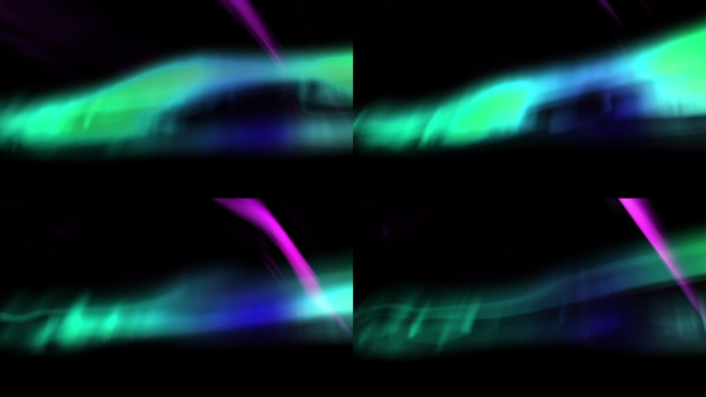舞动的光极光动画绿色和紫色循环