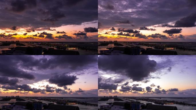 时间流逝-美丽的云在黎明在迈阿密，佛罗里达州