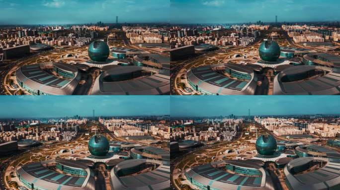 哈萨克斯坦阿斯塔纳市的航拍全景图