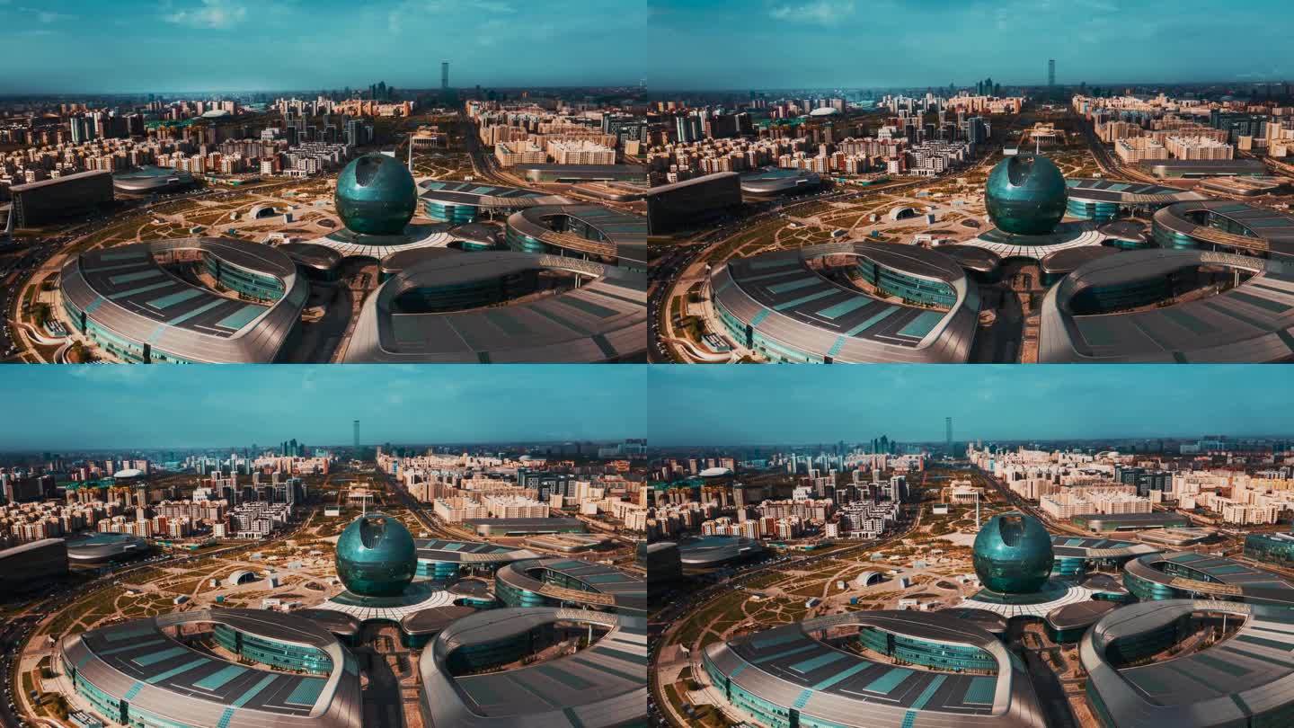 哈萨克斯坦阿斯塔纳市的航拍全景图