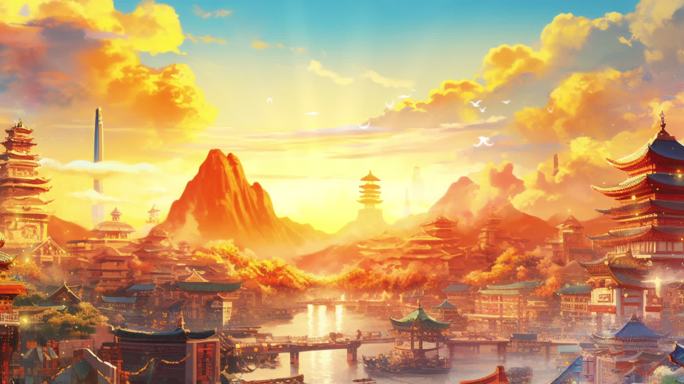 【原创】梦幻之城 仙境 舞台背景 古建筑