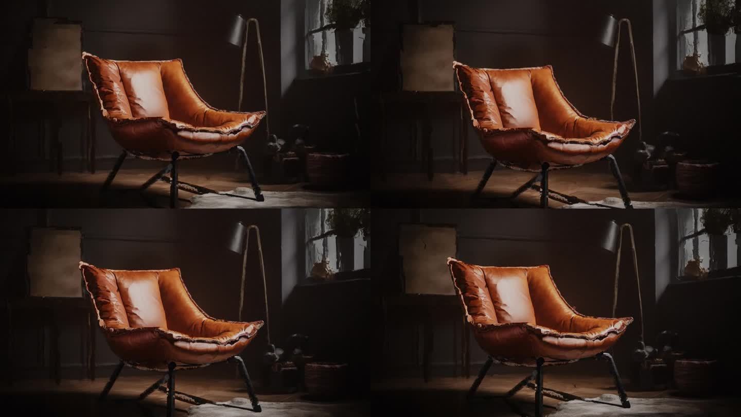 高达4K分辨率，复古皮革软垫椅，3D点云动画，在Blender中渲染