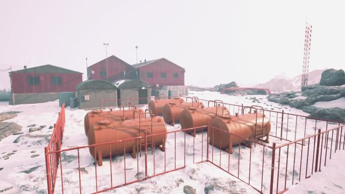 冰雪中的南极科考站