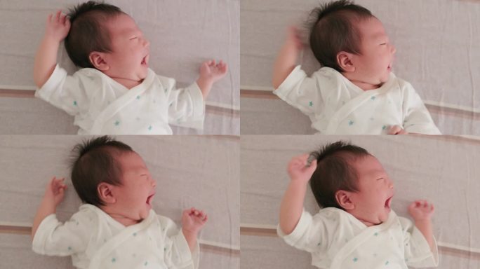 新生儿哭得很厉害嚎啕大哭视频素材小婴儿