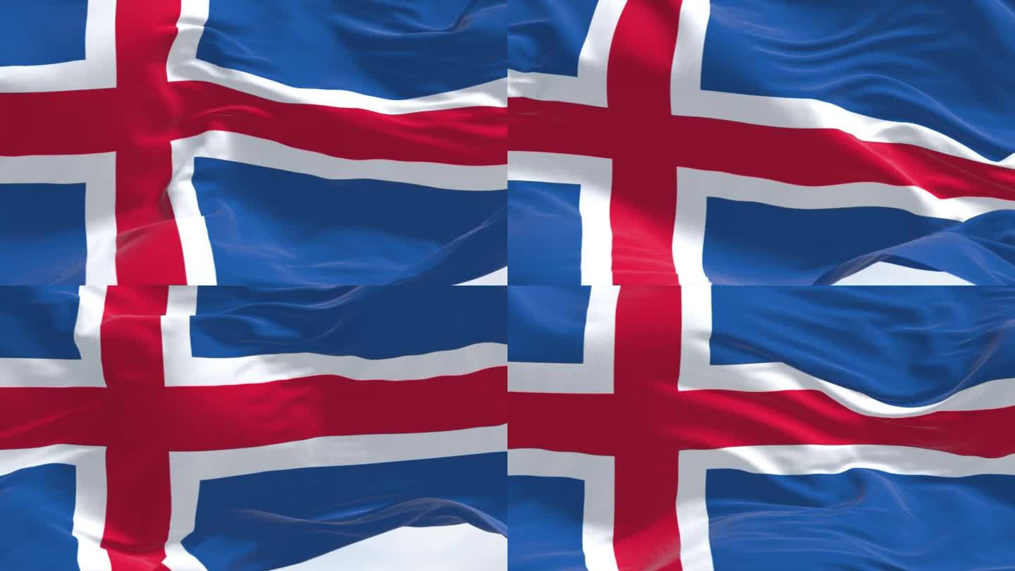 冰岛国旗挥舞的特写