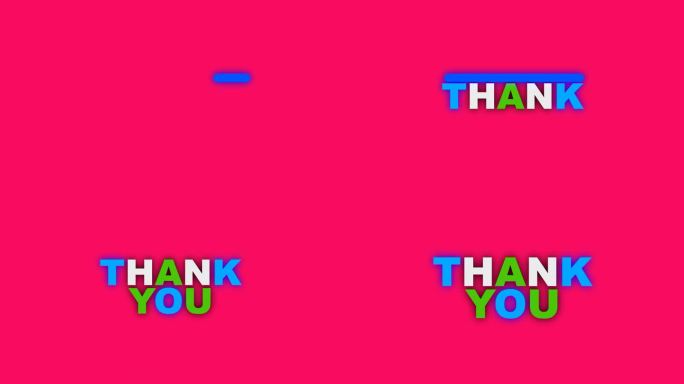 感谢粉色屏幕上的文本动画。感谢你的祝福，感谢的礼物表达感激之情，感谢之情，感恩之情。谢谢你的文字展示