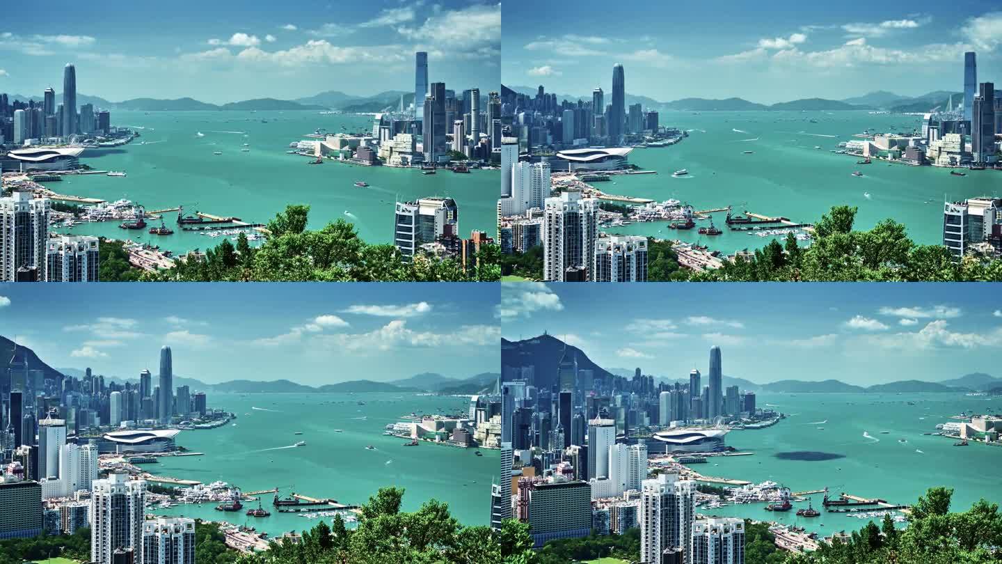 香港。的一天。鸟瞰图。金融区