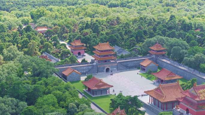 【合集】中国沈阳北陵公园航拍城市古建筑