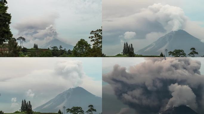 印尼苏门答腊岛锡纳朋火山喷发火山碎屑流时间流逝