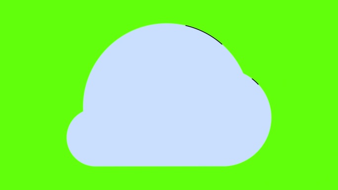 动画蓝云移动在绿色屏幕上增加/减少。一片大的蓝色云的大小在变化。黑色条纹在云的周围移动。2d平面动画