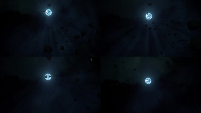 白矮星天狼星B与贫瘠的黑暗小行星场漂浮跟踪拍摄