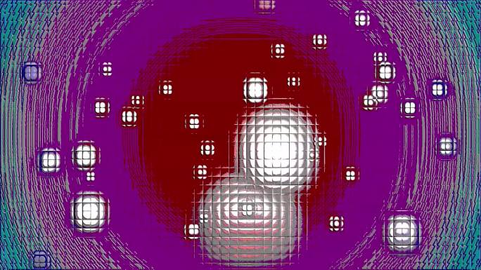 无限纹理球粒子上的红色，紫色和灰色同心圆图案