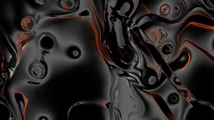 宽屏流体橙色黑白液态融合金属背景投影12