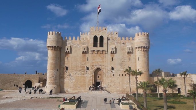 埃及亚历山大的盖特贝城堡建筑的正面