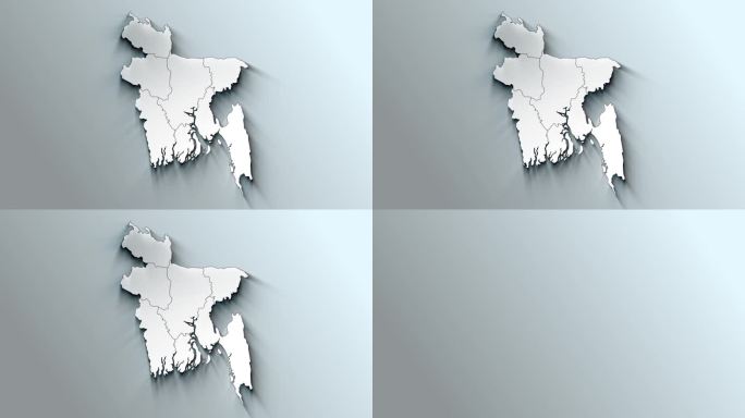 带分区的现代孟加拉国白色地图