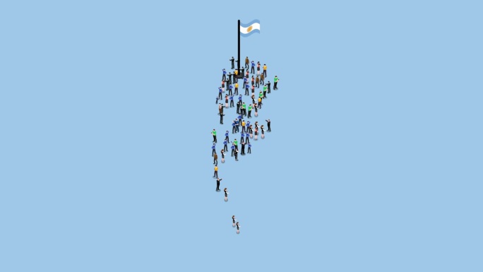 阿根廷地图上的一大群人