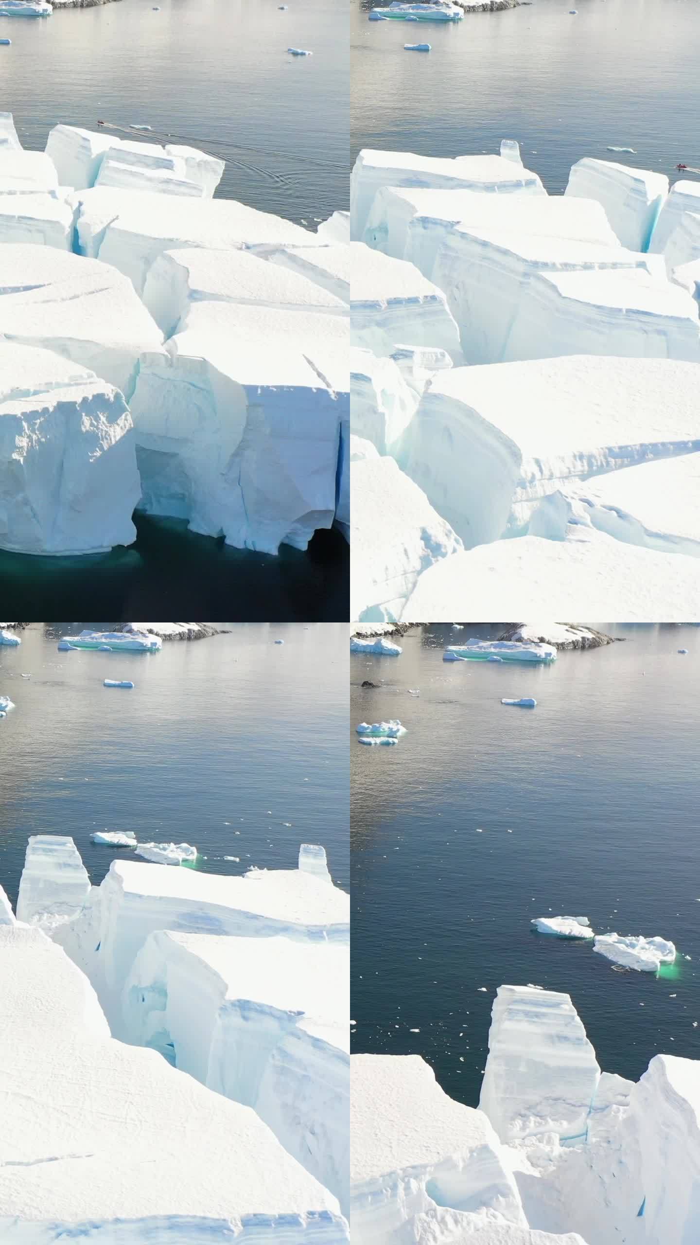空中垂直镜头南极冰山的静美是宁静的美，