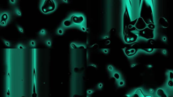 宽屏流体绿色黑白液态融合金属背景投影22