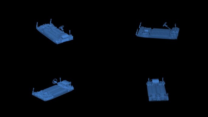 x射线电动汽车或电动汽车与电池组模块在平台4k镜头