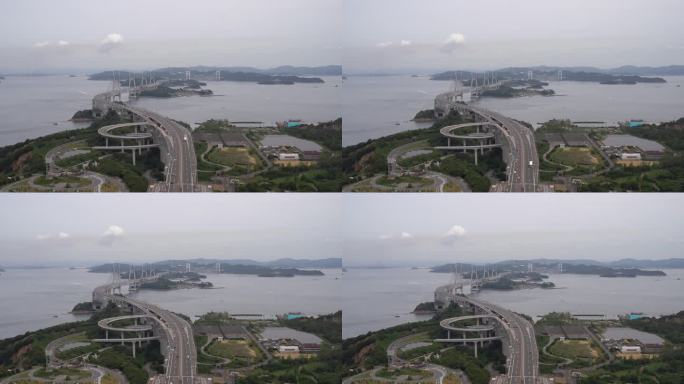 从濑户大桥上看到的美丽的濑户内海群岛。