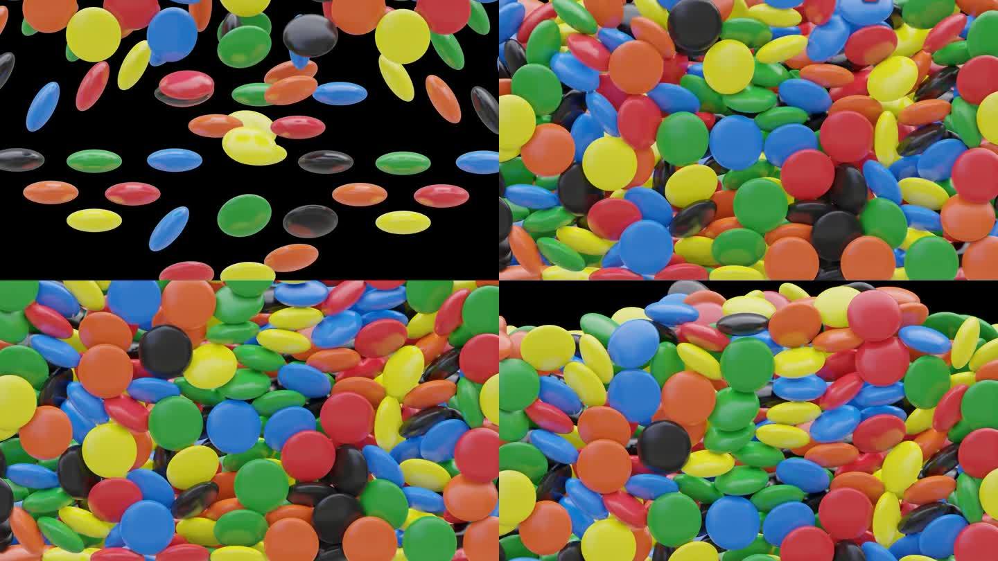 彩色巧克力糖果动画过渡透明背景Alpha通道