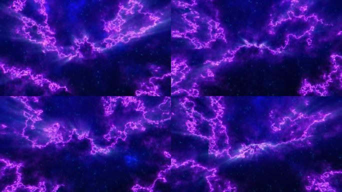 抽象的未来主义背景与紫色多色能量魔法线和宇宙模式的波