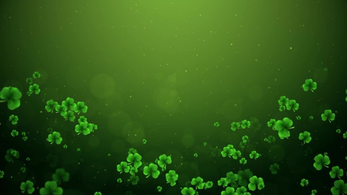 圣帕特里克节设计与三叶草绿叶爱尔兰春天绿色的背景。