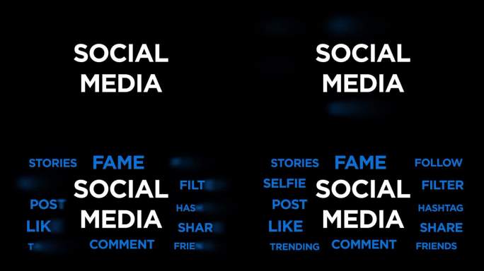 社交媒体相关词汇新潮动态图形设计排版现代。社交媒体词集文本动画。在线媒体数字概念教育学习词汇。