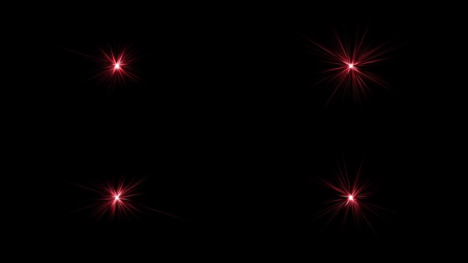 环中心红星光学耀斑光线径向闪耀在黑色抽象背景为屏幕项目覆盖。灯光光线效果动态明亮的视频镜头