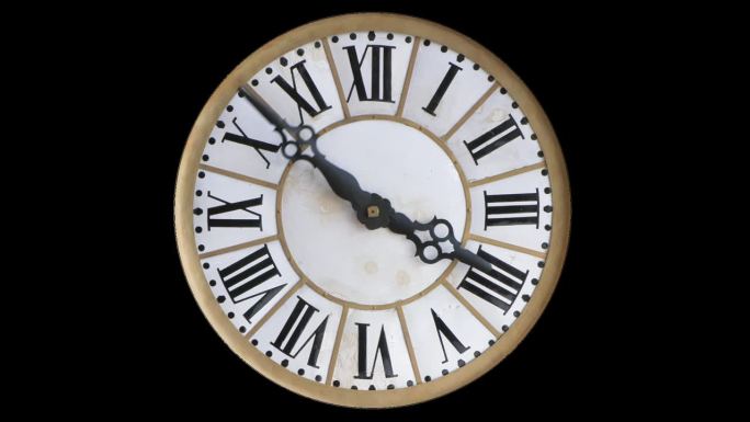 完整的十二小时旋转古代时钟