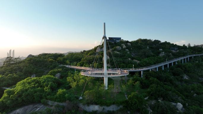 厦门环岛南路盼归塔航拍健康步道林海线风景