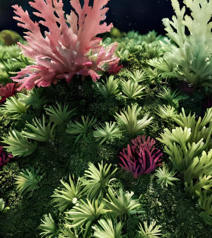 水下海洋植物海藻的垂直特写