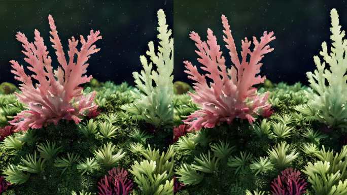 水下海洋植物海藻的垂直特写