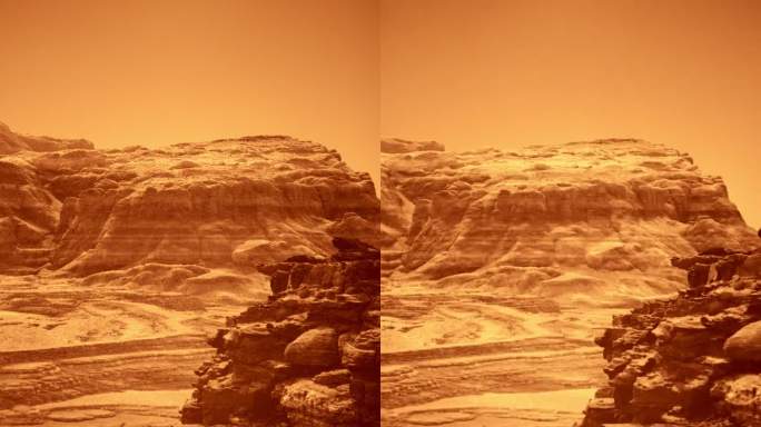 遥远行星火星的岩石表面垂直视频