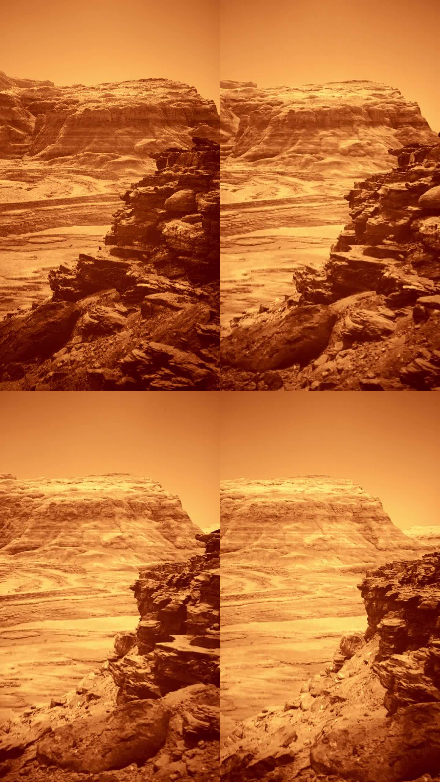 遥远行星火星的岩石表面垂直视频