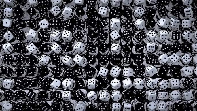黑白骰子背景骰子旋转背景视频素材
