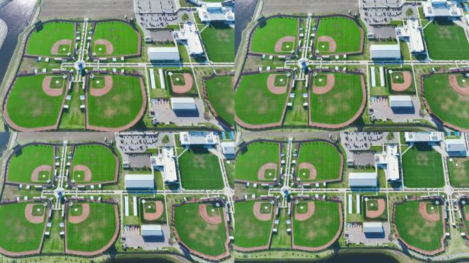 露天棒球场鸟瞰图与新棒球场在佛罗里达农村。美国体育基础设施