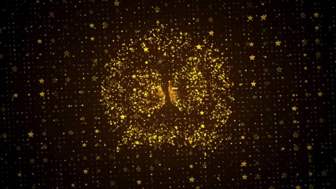 豪华运动视图金色闪亮的快乐30周年标志揭示在金棕色闪烁的星星形状颗粒闪闪发光的图案背景
