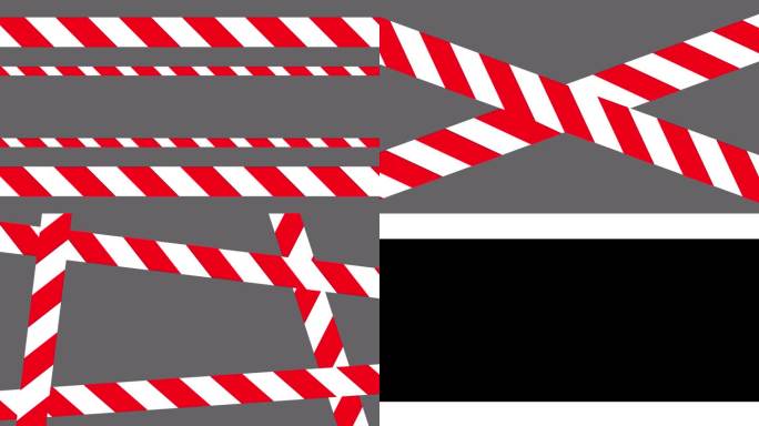 红色路障带平面动画与蒙版，四种不同的动画类型的红色路障