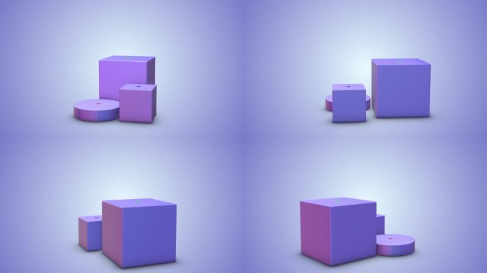3d动画讲台包装演示紫色背景与跟踪点