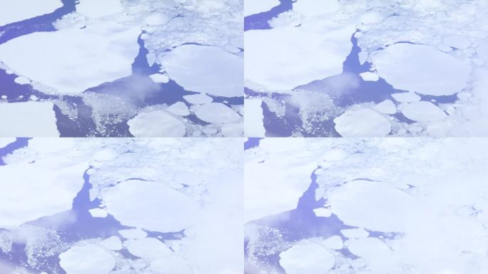 从飞机上看到的北极雪山和冰川融化的浮冰，全球变暖