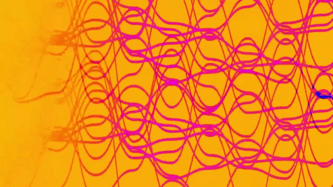 抽象的彩色纱线波浪运动线。