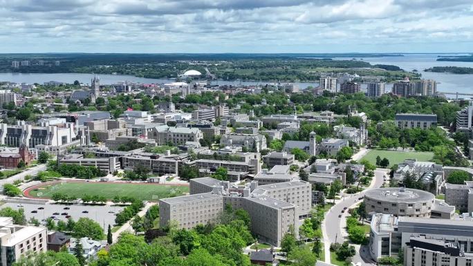 鸟瞰图女王大学-金斯敦，安大略省|加拿大