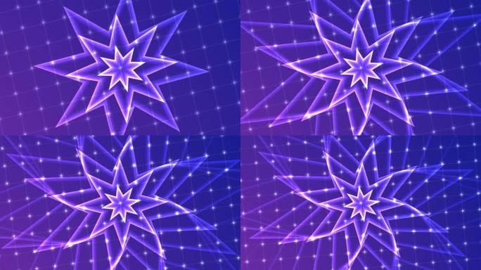 迷人的创意无限产生花星爆多边形在4K。新潮时尚的无限几何花形成万花筒星星图案动画素材。