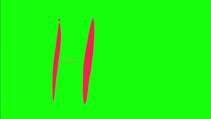粉色单词“Hi”出现在空白的绿色背景上的说明性动画