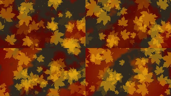 黑色抽象圆形秋天背景与落下的黄叶。