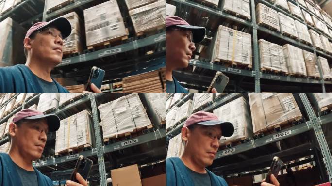 亚洲成熟男性在零售商场使用智能手机